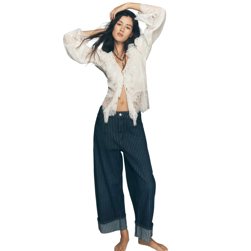 SOLD OUT Pilcro Kayden High-Rise Railroad Stripe Carpenter Barrel Jeans 30 New